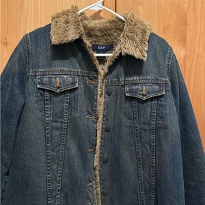 GAP Denim Jacket with Tan Sherpa Collar